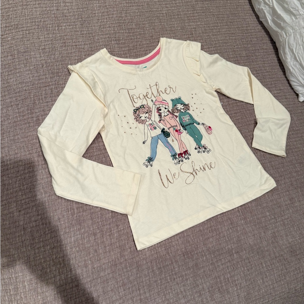 NEW Girls Cream Long-Sleeve Graphic Tee - Together We Shine